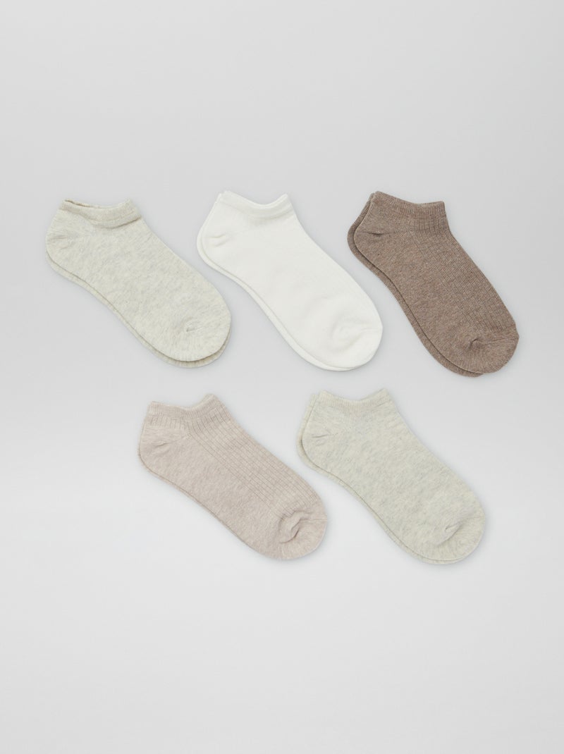 Pack of 5 Invisible Socks BEIGE - Kiabi