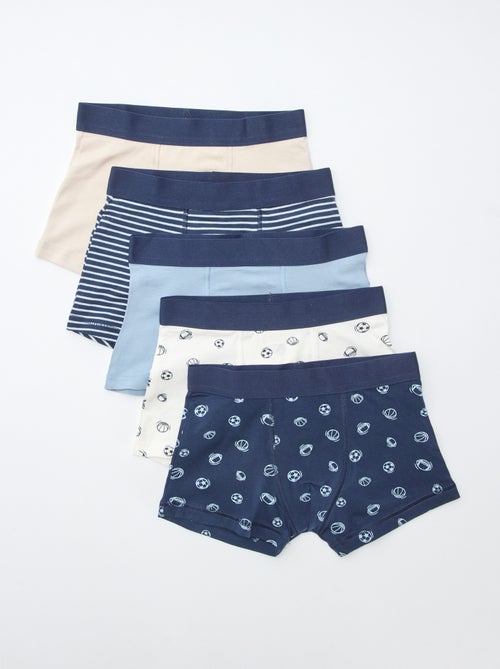 Pack of 5 pairs of plain and printed boxer shorts - Kiabi