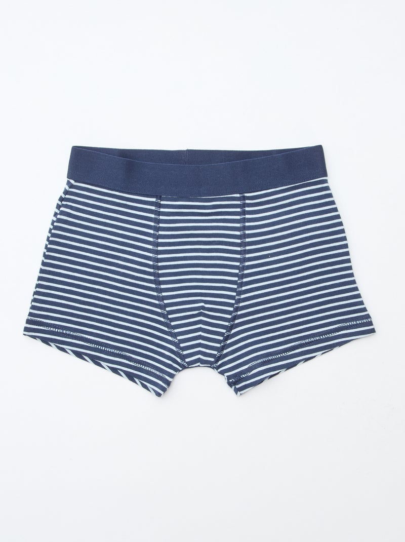 Pack of 5 pairs of plain and printed boxer shorts Blue - Kiabi