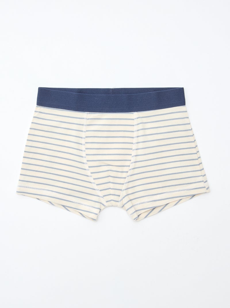Pack of 5 pairs of plain and printed boxer shorts Blue - Kiabi