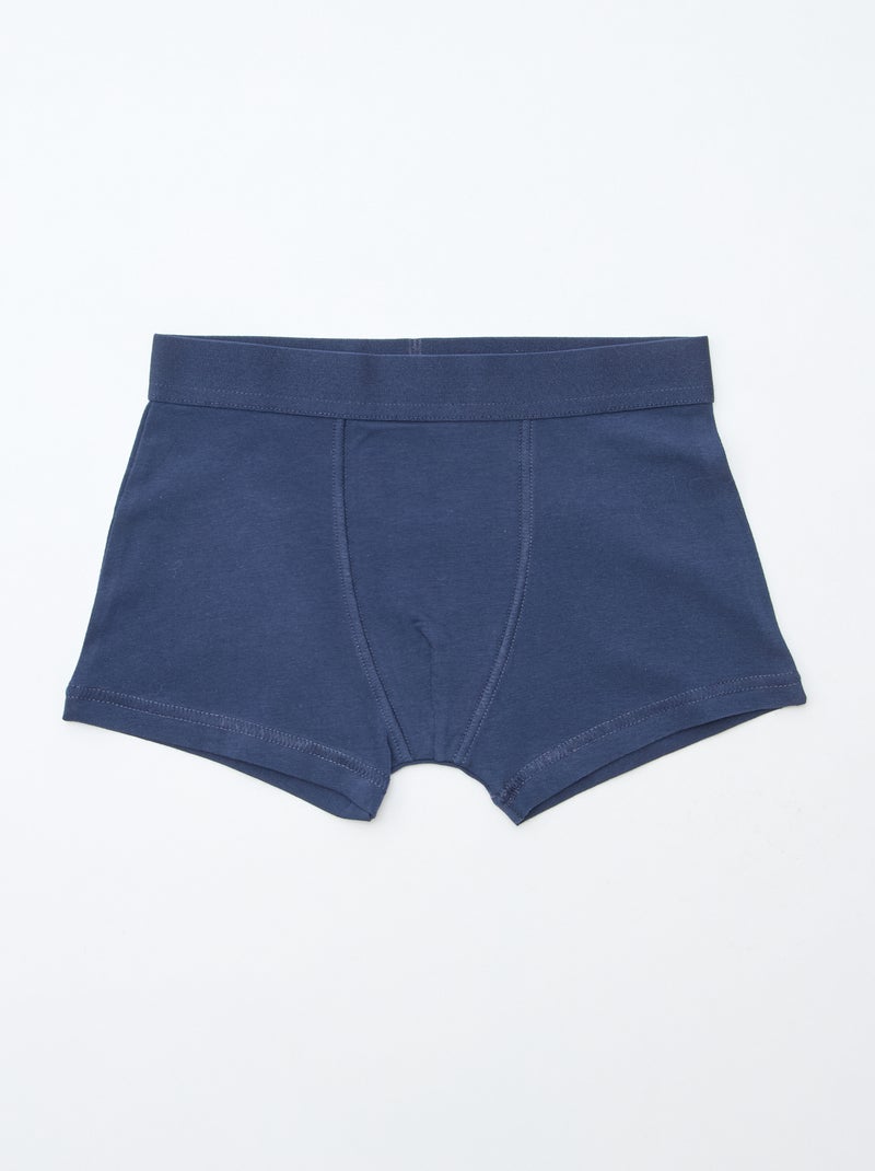 Pack of 5 pairs of plain and printed boxer shorts Blue - Kiabi