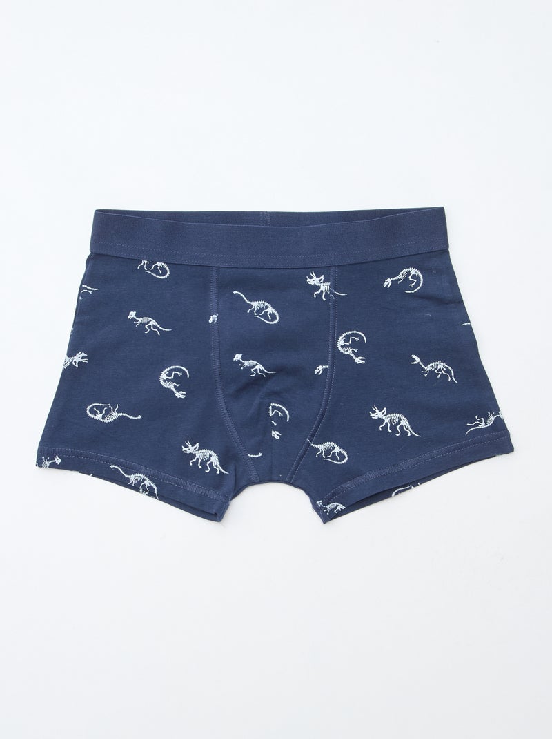 Pack of 5 pairs of plain and printed boxer shorts Blue - Kiabi