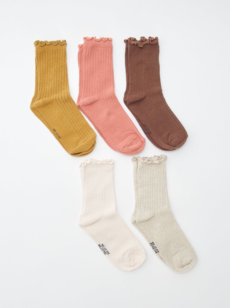 Pack of 5 pairs of socks Beige - Kiabi