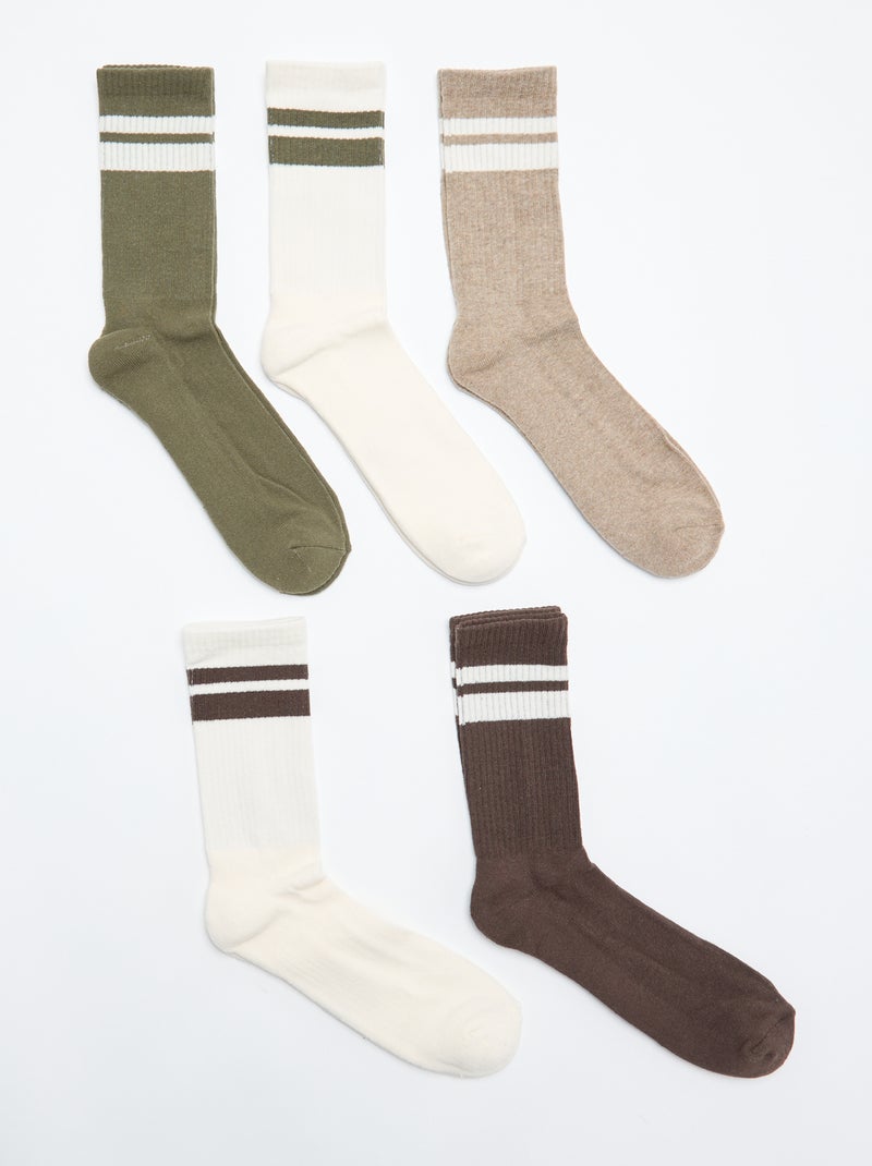 Pack of 5 pairs of socks Beige - Kiabi