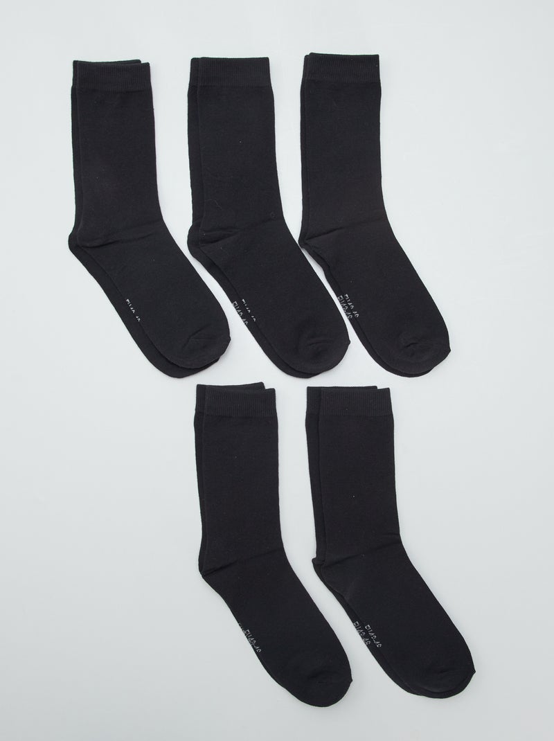 Pack of 5 Pairs of Socks BLACK - Kiabi