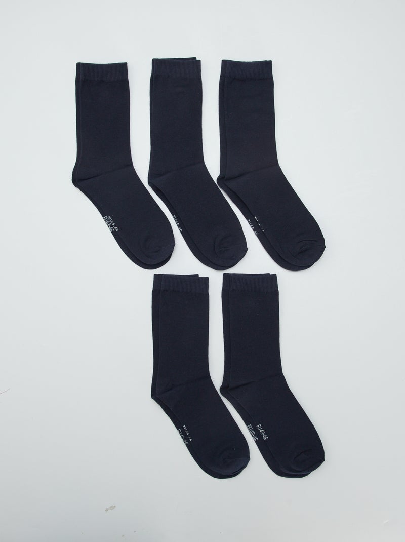 Pack of 5 Pairs of Socks BLUE - Kiabi