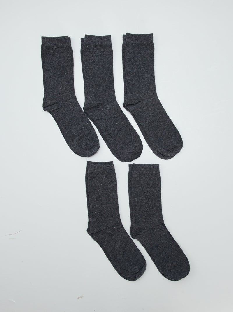 Pack of 5 Pairs of Socks GREY - Kiabi