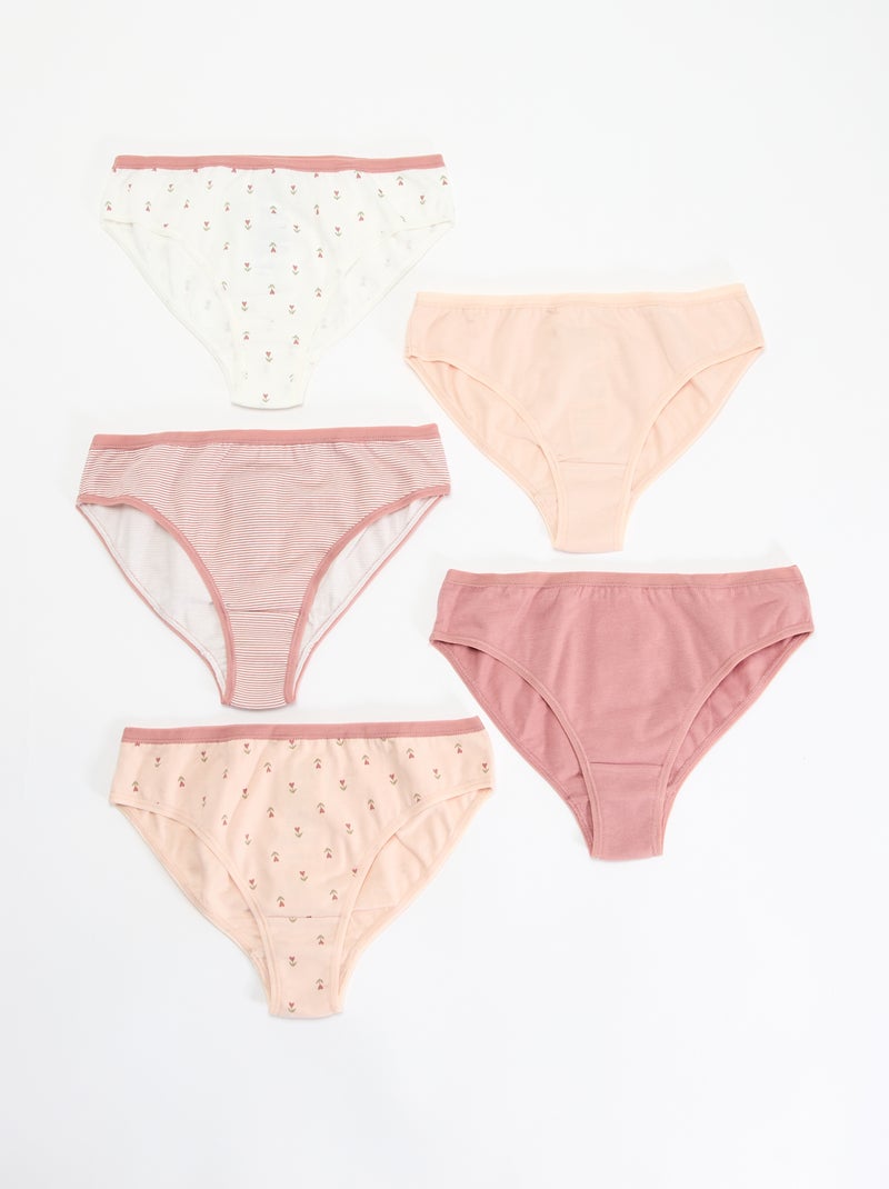 Pack of 5 Printed Briefs Pink - Kiabi
