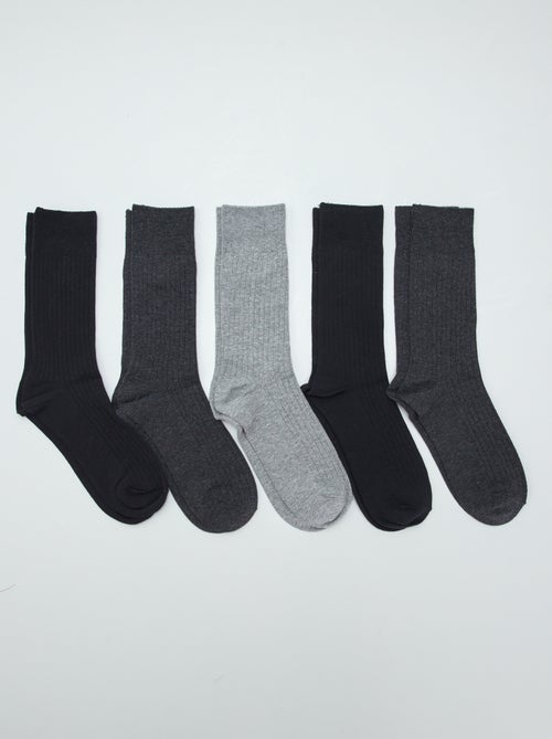 Pack of 5 Ribbed Socks - Kiabi