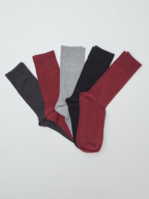 Pack of 5 Ribbed Socks - Kiabi