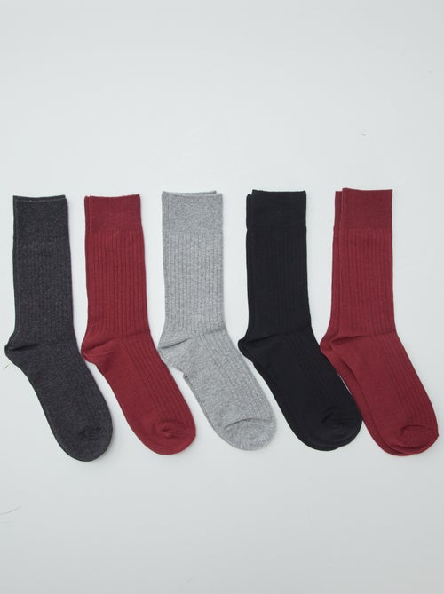 Pack of 5 Ribbed Socks - Kiabi
