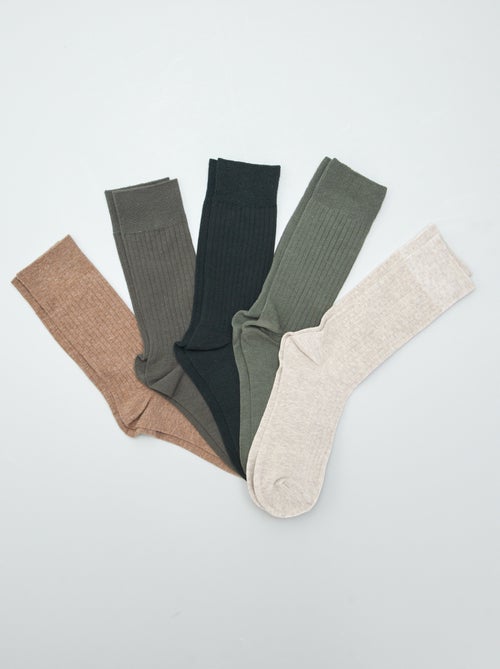 Pack of 5 Ribbed Socks - Kiabi