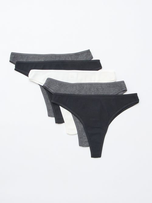 Pack of 5 Ribbed Thongs - Kiabi
