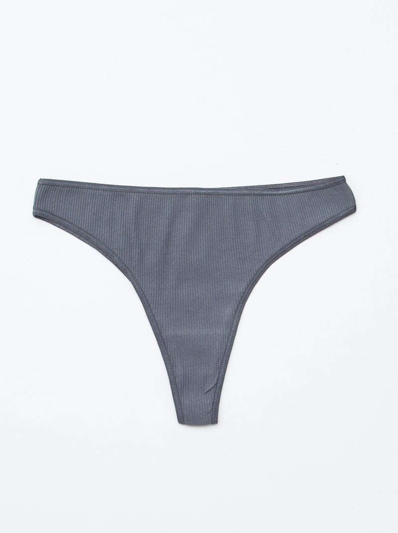 Pack of 5 Ribbed Thongs Pink - Kiabi