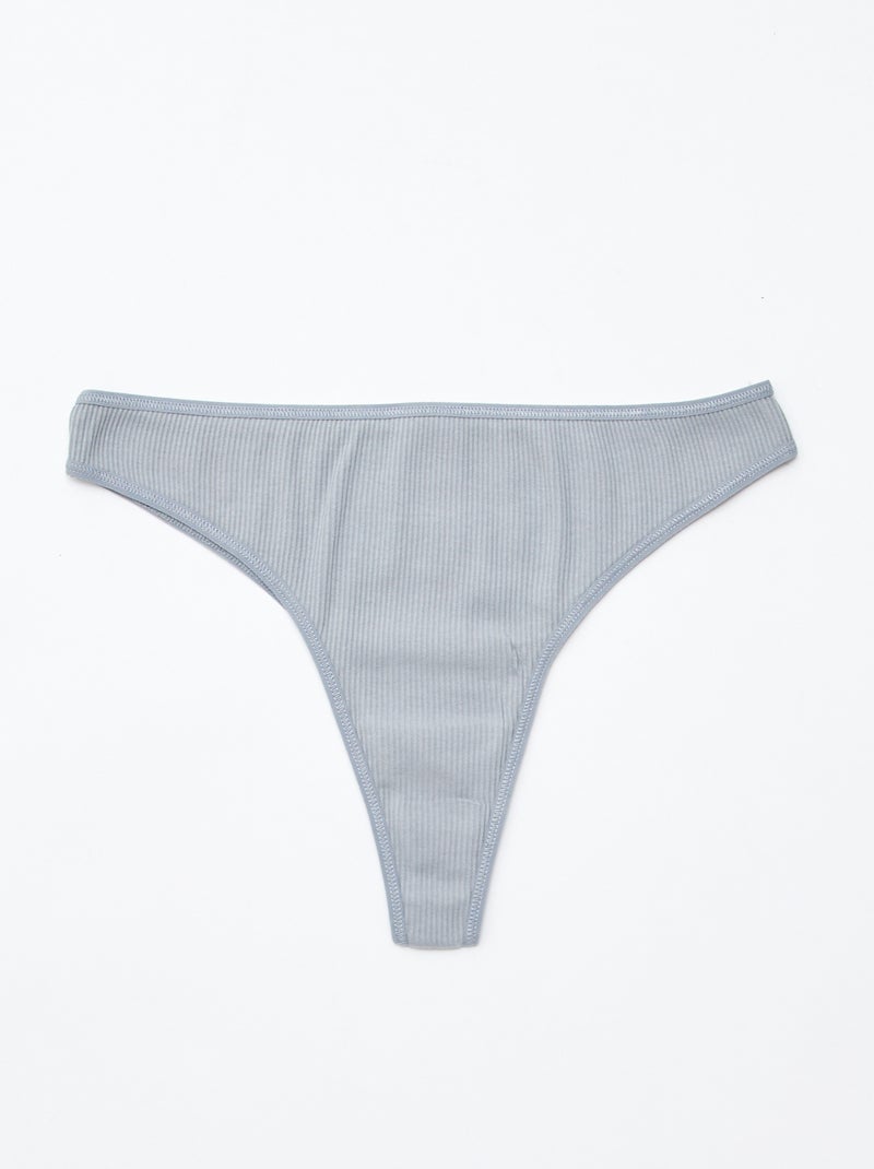 Pack of 5 Ribbed Thongs Pink - Kiabi