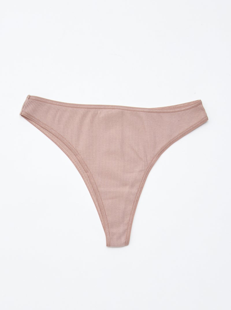 Pack of 5 Ribbed Thongs Purple - Kiabi
