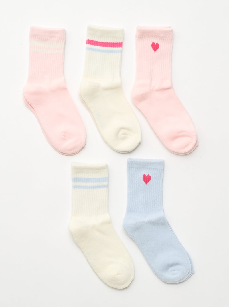 Pack of 5 Warm Socks Pink - Kiabi