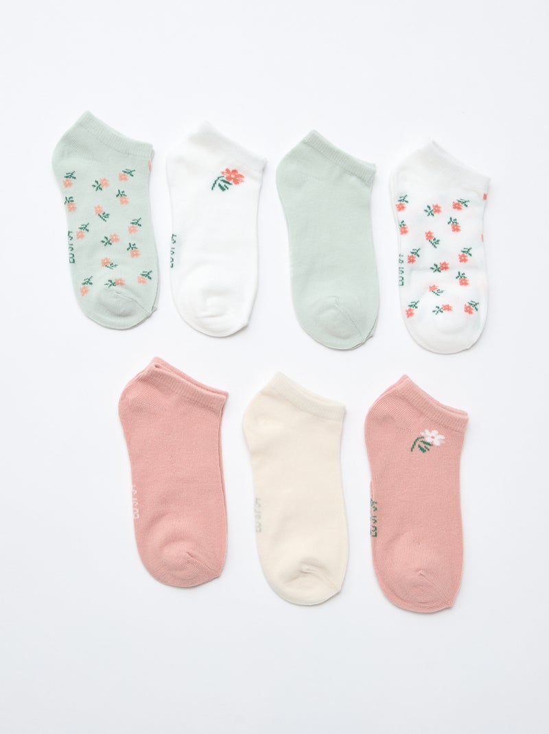 Pack of 7 Pairs of Invisible Socks Green - Kiabi
