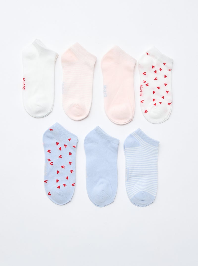 Pack of 7 Pairs of Invisible Socks White - Kiabi