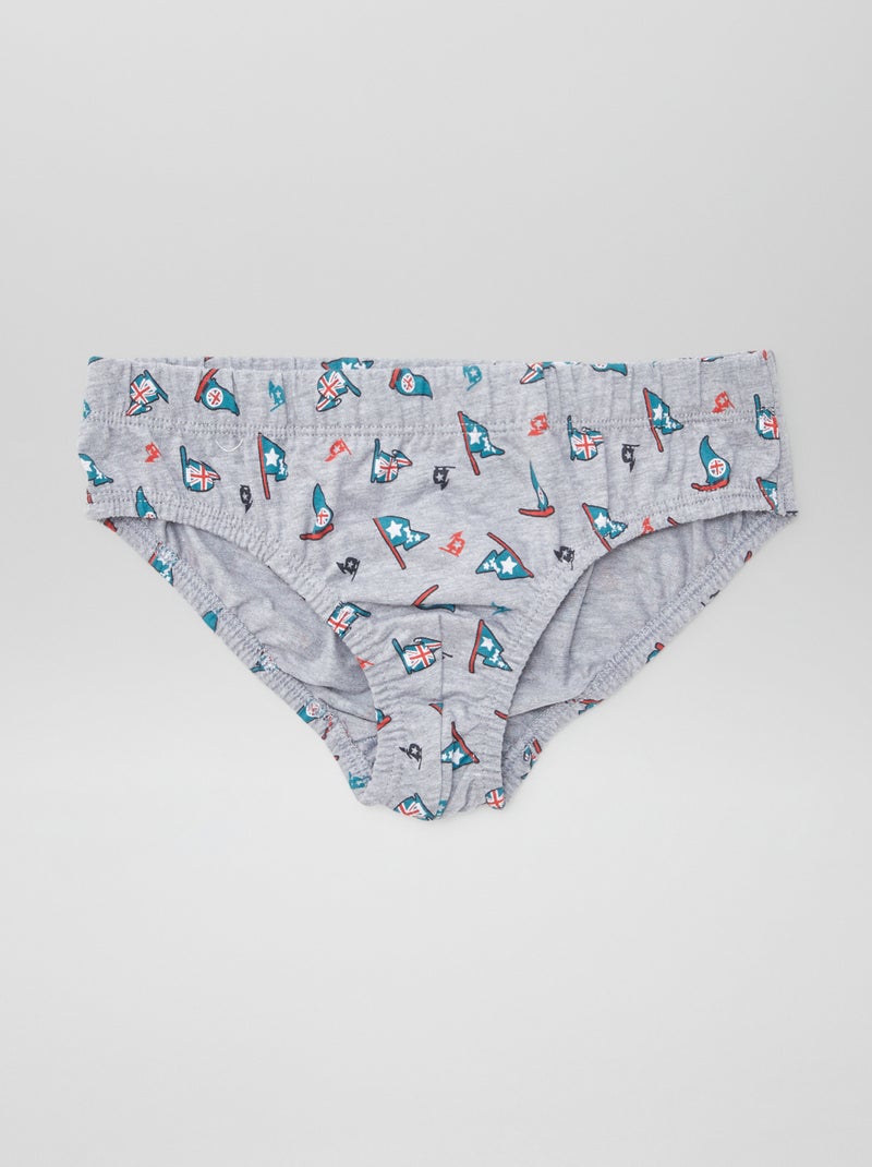 Pack of 7 Printed Briefs BLUE - Kiabi
