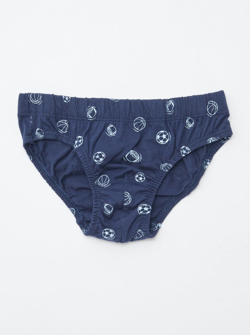 Pack of 7 Printed Briefs Blue - Kiabi