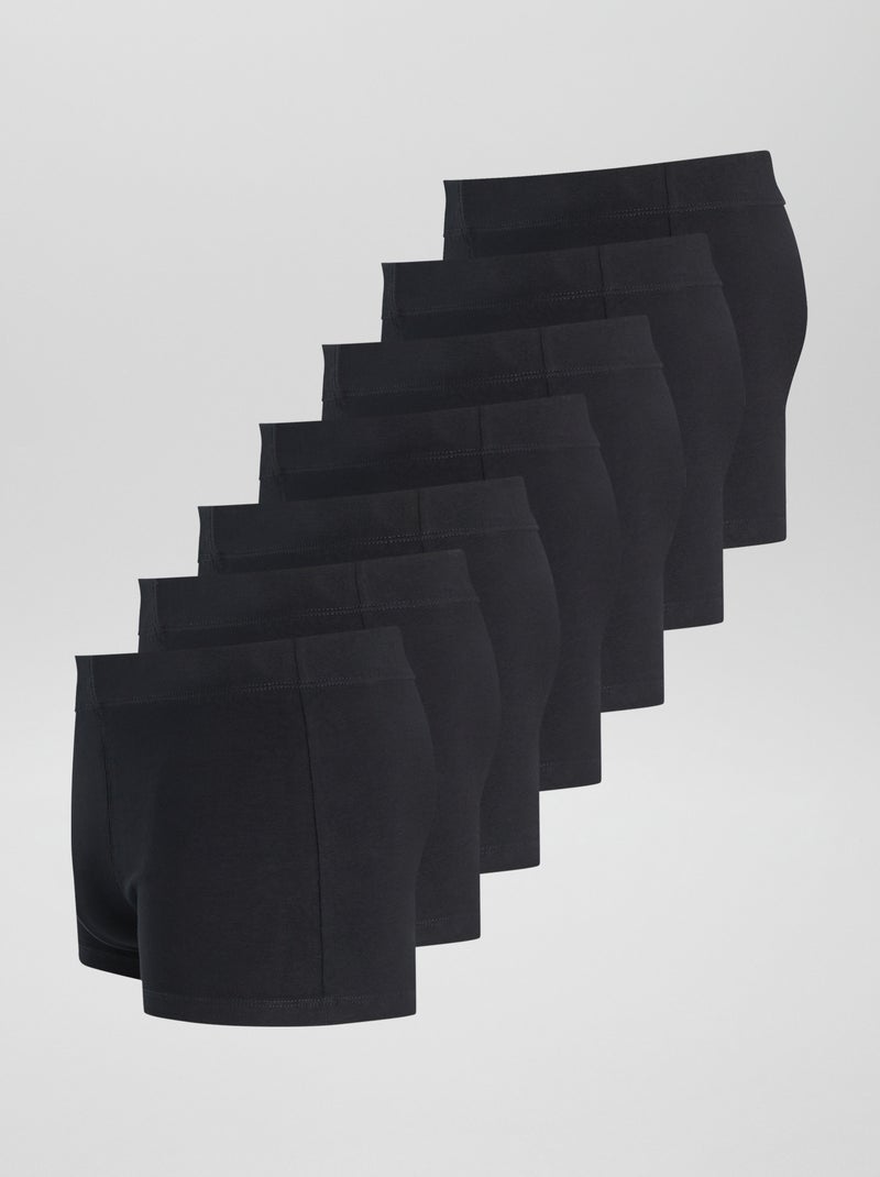 Pack of 7 Stretch Boxers BLACK - Kiabi