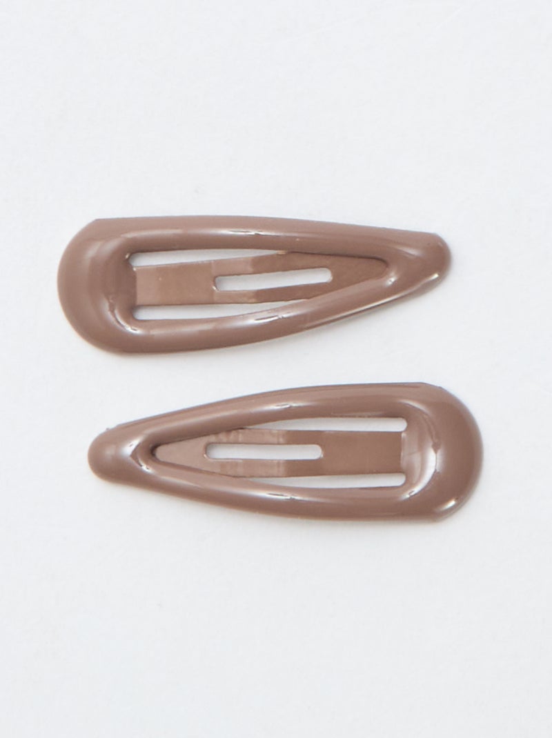 Pack of 8 mini snap hair slides Brown - Kiabi