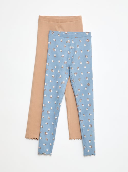 Pack of ribbed leggings - 1 printed, 1 plain - 2-piece set - Kiabi Pack of ribbed leggings - 1 printed, 1 plain - 2-piece set - Kiabi