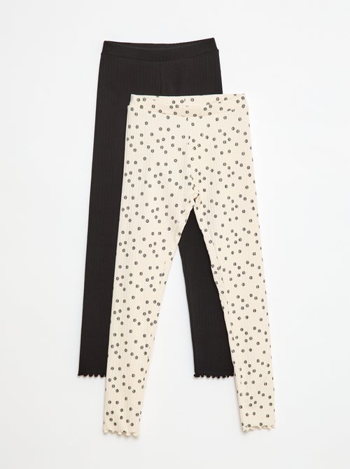 Pack of ribbed leggings - 1 printed, 1 plain - 2-piece set - Kiabi Pack of ribbed leggings - 1 printed, 1 plain - 2-piece set - Kiabi