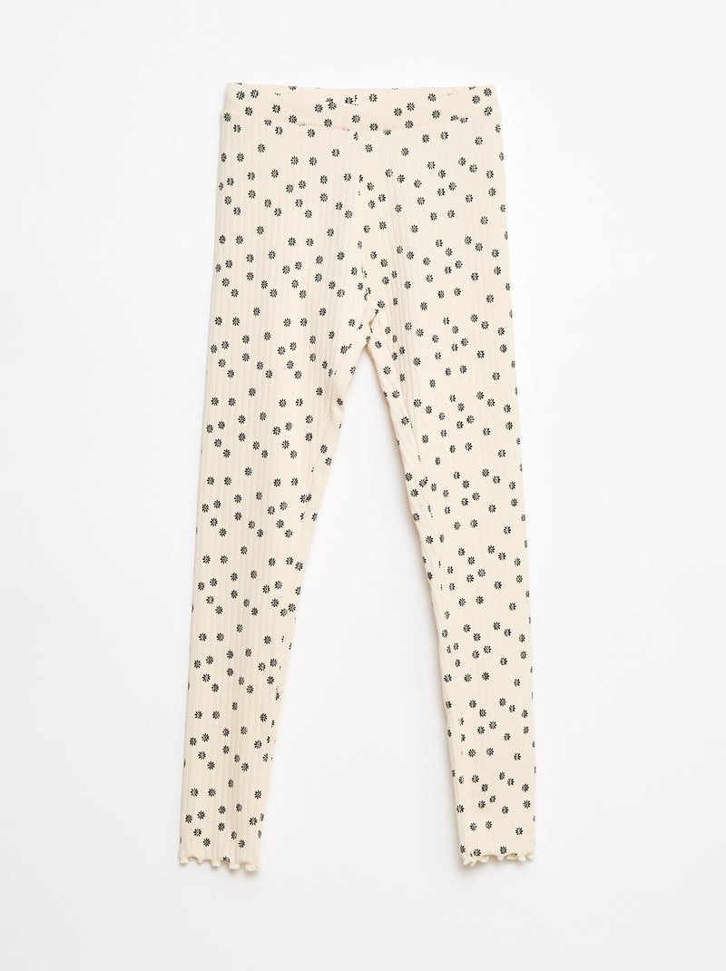 Pack of ribbed leggings - 1 printed, 1 plain - 2-piece set Black - Kiabi