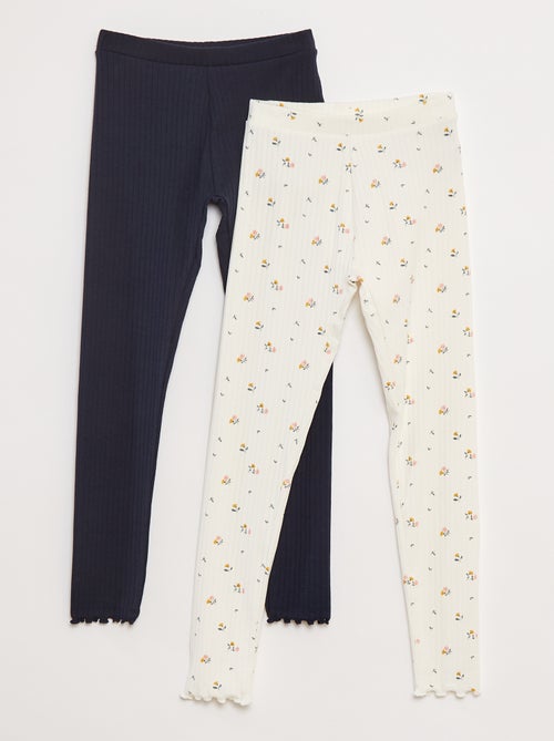 Pack of ribbed leggings - 1 printed, 1 plain - 2-piece set - Kiabi Pack of ribbed leggings - 1 printed, 1 plain - 2-piece set - Kiabi