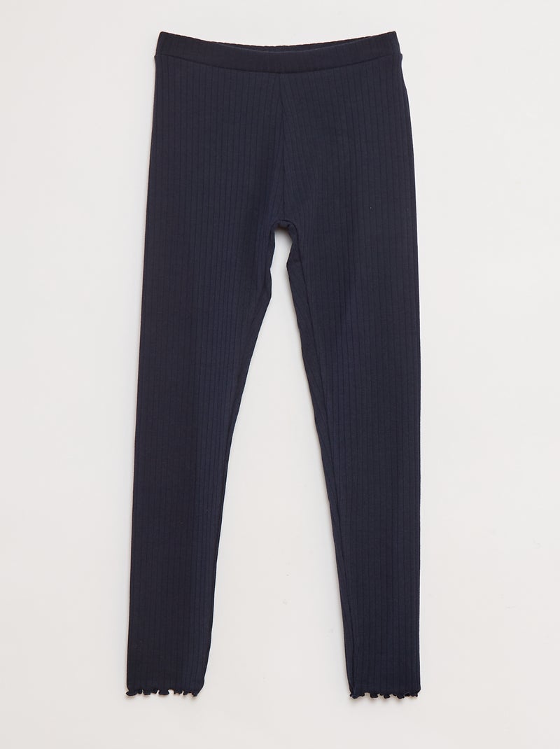 Pack of ribbed leggings - 1 printed, 1 plain - 2-piece set Blue - Kiabi