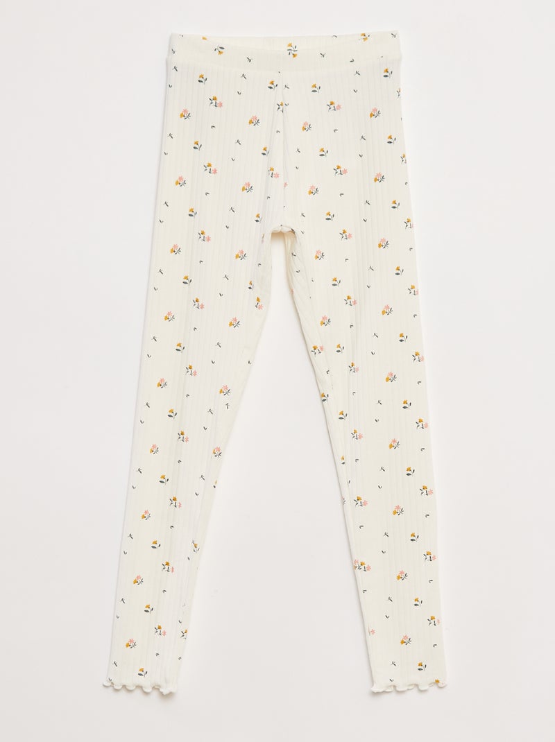 Pack of ribbed leggings - 1 printed, 1 plain - 2-piece set Blue - Kiabi