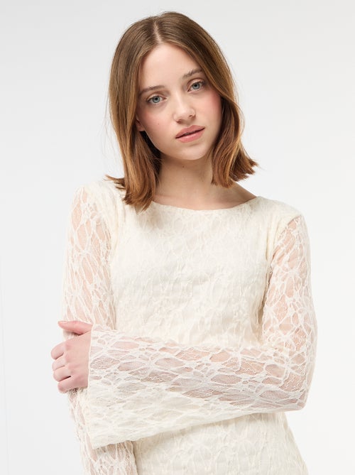 Pagoda Sleeve Lace Dress - Kiabi
