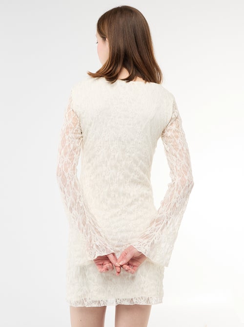 Pagoda Sleeve Lace Dress - Kiabi