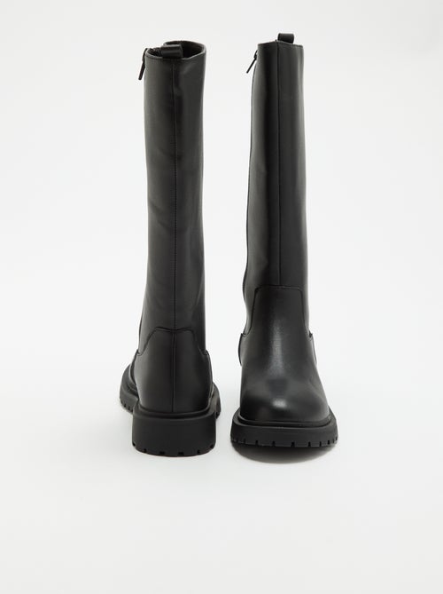 Pair of faux leather high-top boots - Kiabi Pair of faux leather high-top boots - Kiabi
