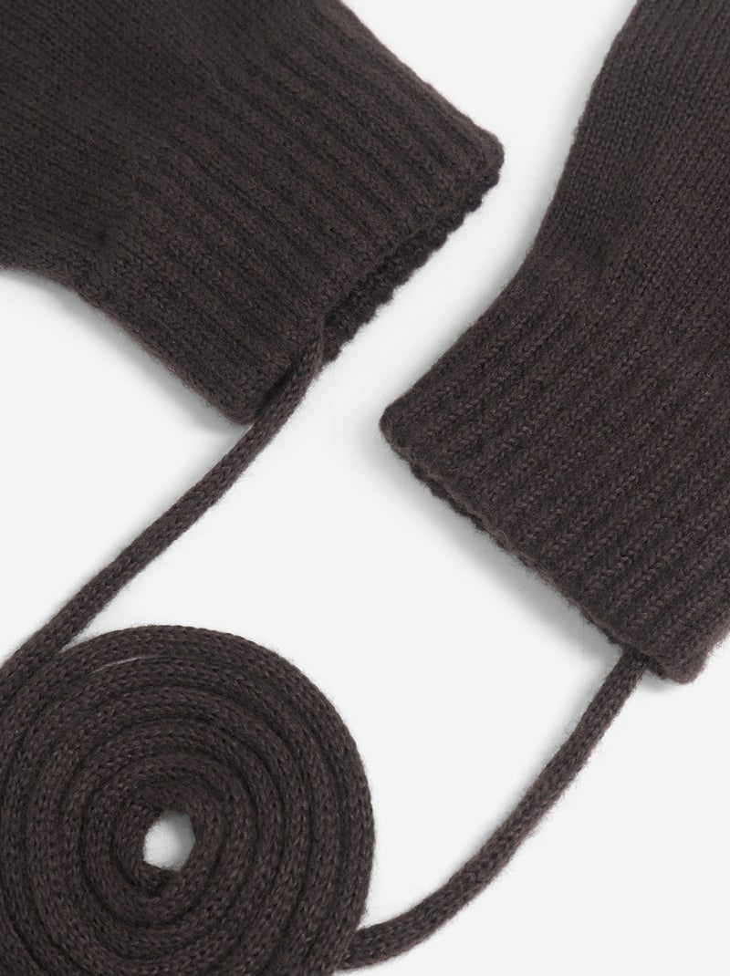 Pair of Mittens with Connecting Cord Brown - Kiabi