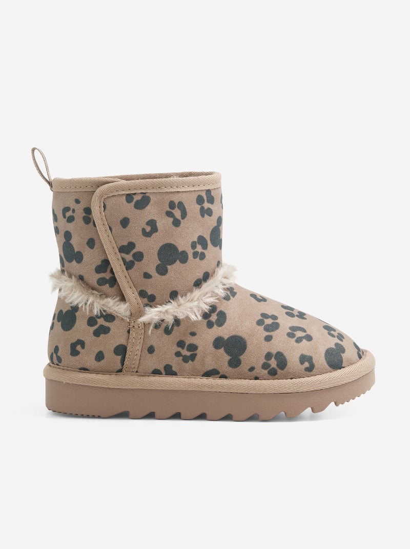 Paire de boots à scratchs motif léopard 'Mickey' 'Disney' Marron - Kiabi
