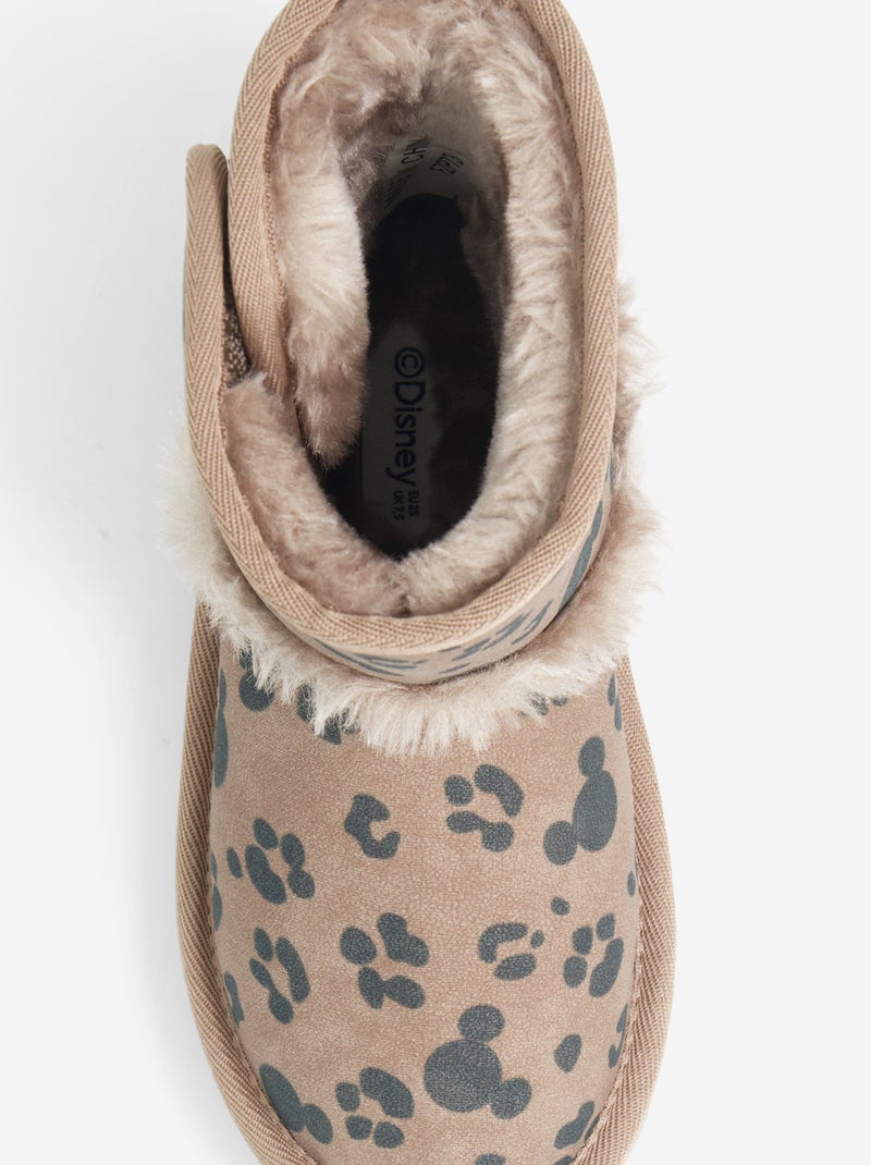 Paire de boots à scratchs motif léopard 'Mickey' 'Disney' Marron - Kiabi