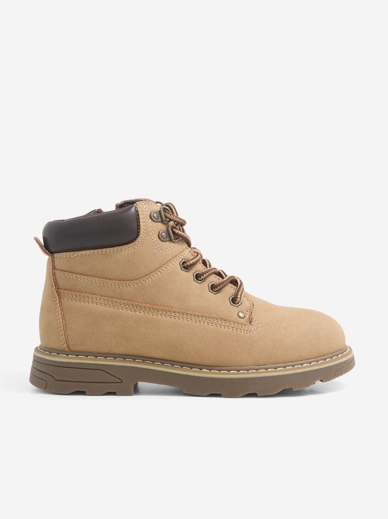 Paire de boots type trekking à lacets Marron - Kiabi