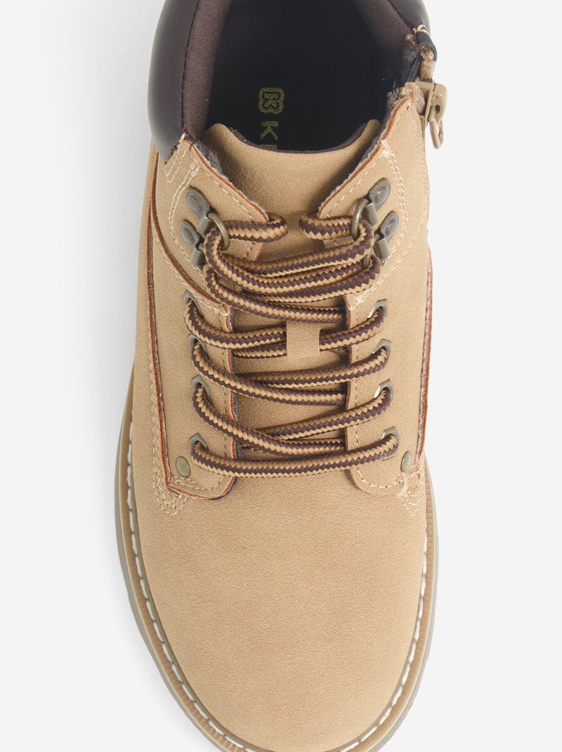 Paire de boots type trekking à lacets Marron - Kiabi