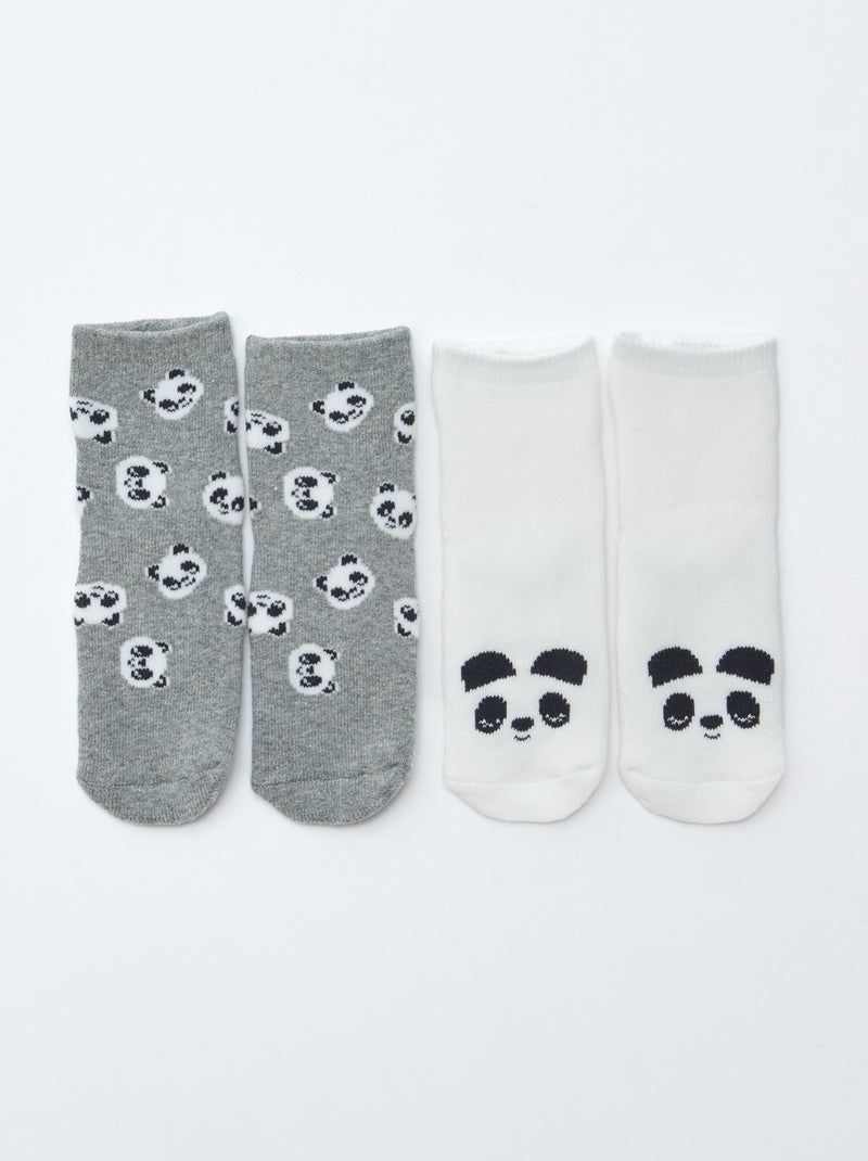 Paire de chaussettes fantaisie anti-dérapantes Gris - Kiabi