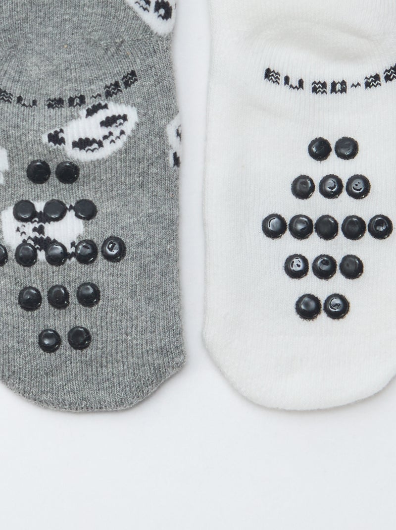 Paire de chaussettes fantaisie anti-dérapantes Gris - Kiabi
