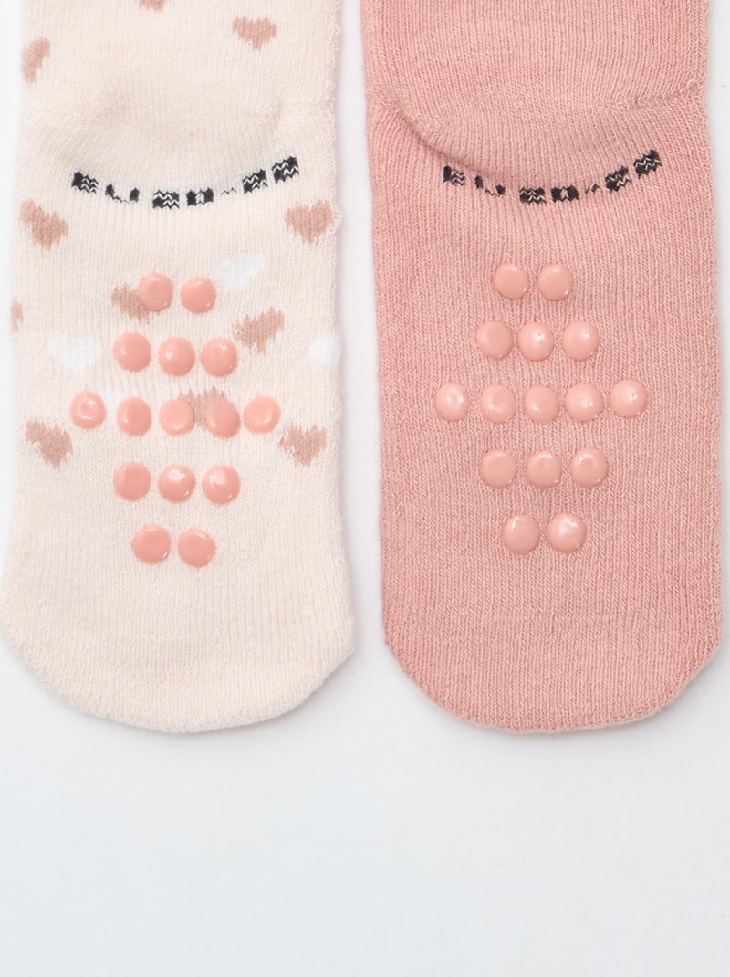 Paire de chaussettes fantaisie anti-dérapantes Rose - Kiabi