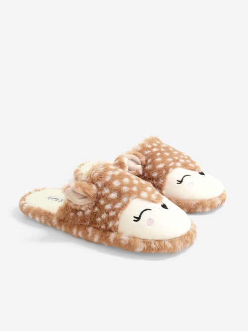 Paire de chaussons forme mule avec animations 'faon' - Kiabi