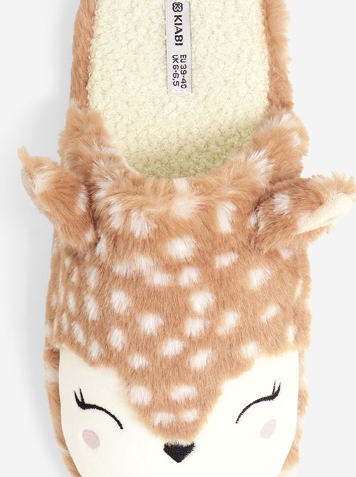 Paire de chaussons forme mule avec animations 'faon' - Kiabi