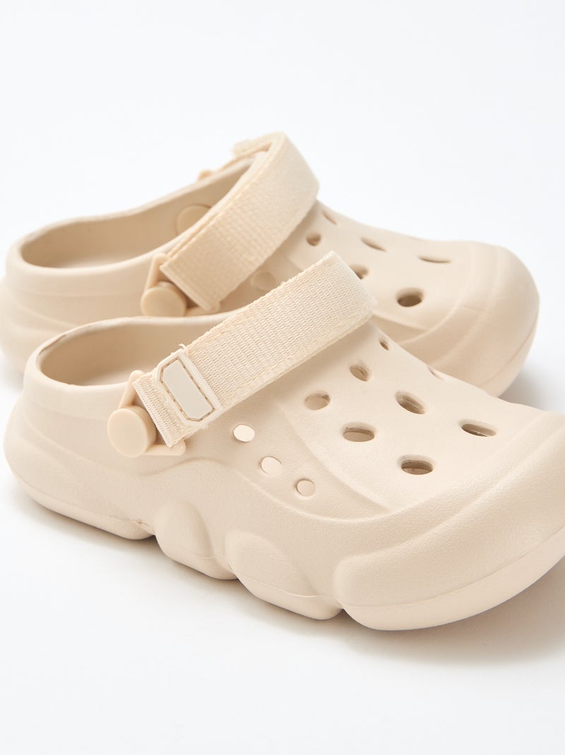 Paire de mules de plage fermées unie Beige - Kiabi