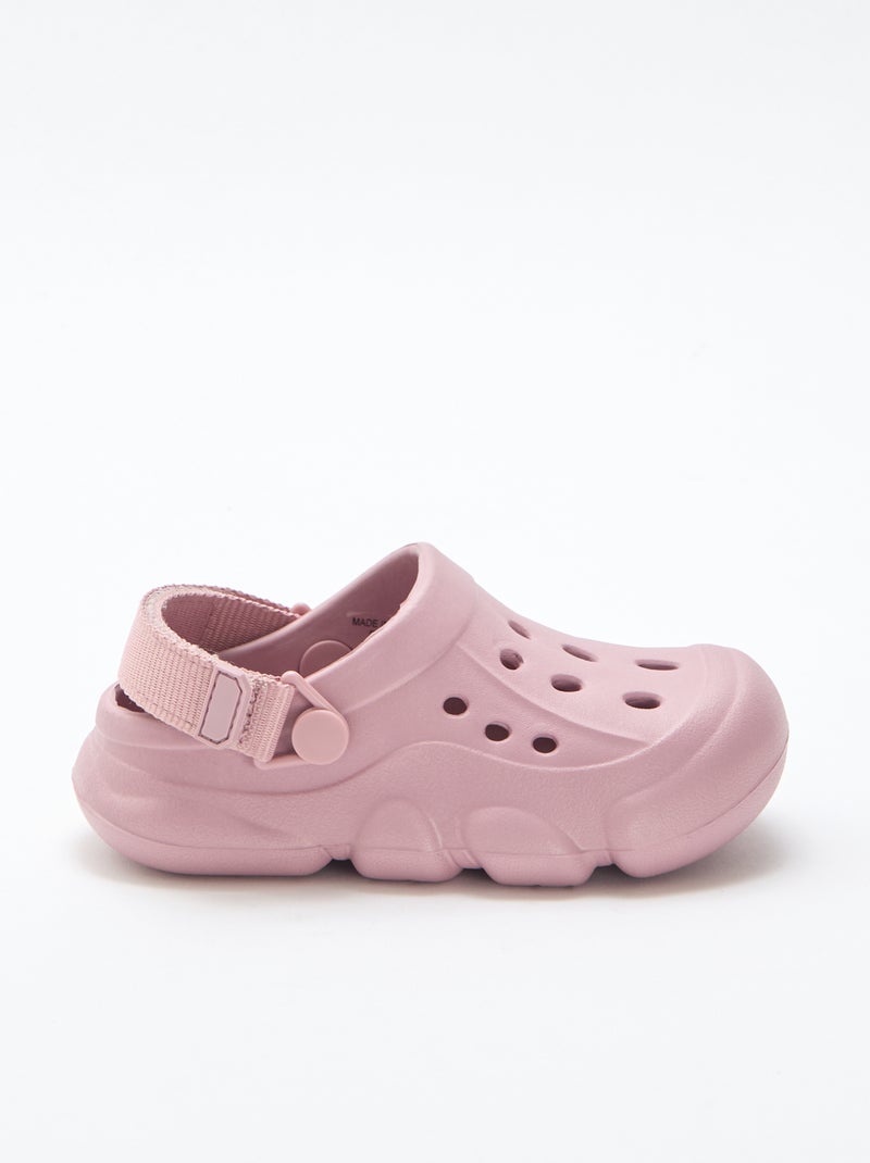 Paire de mules de plage fermées unie Rose - Kiabi