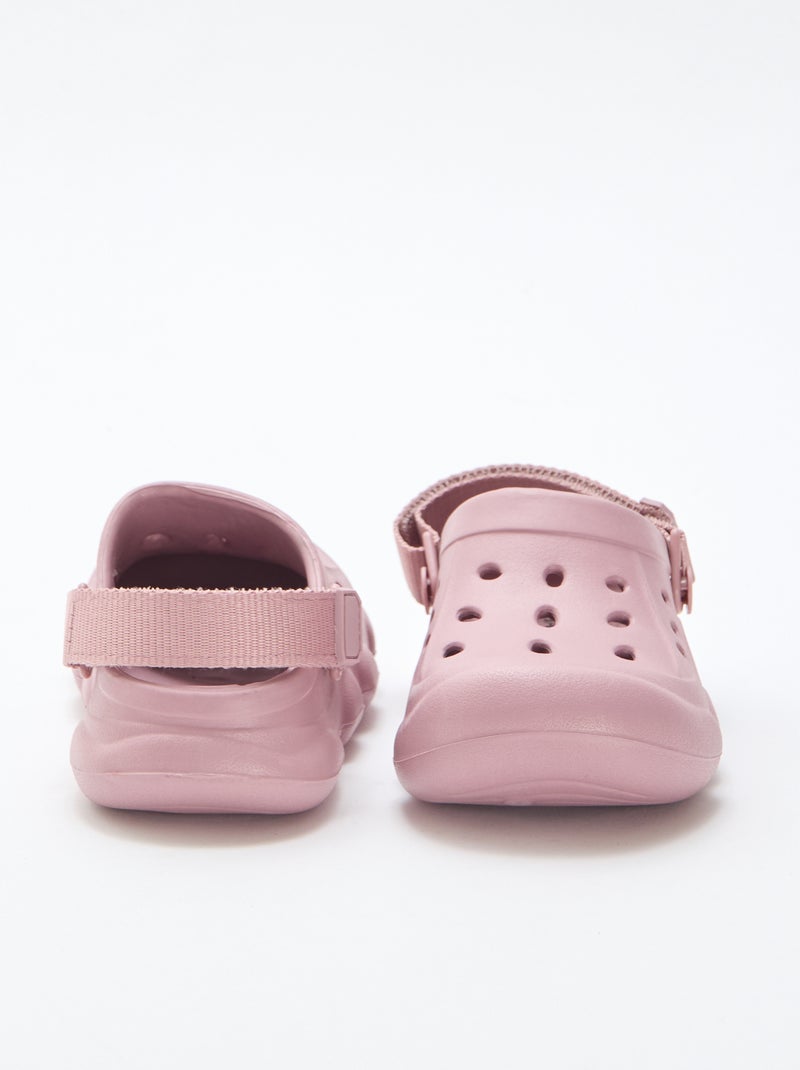 Paire de mules de plage fermées unie Rose - Kiabi