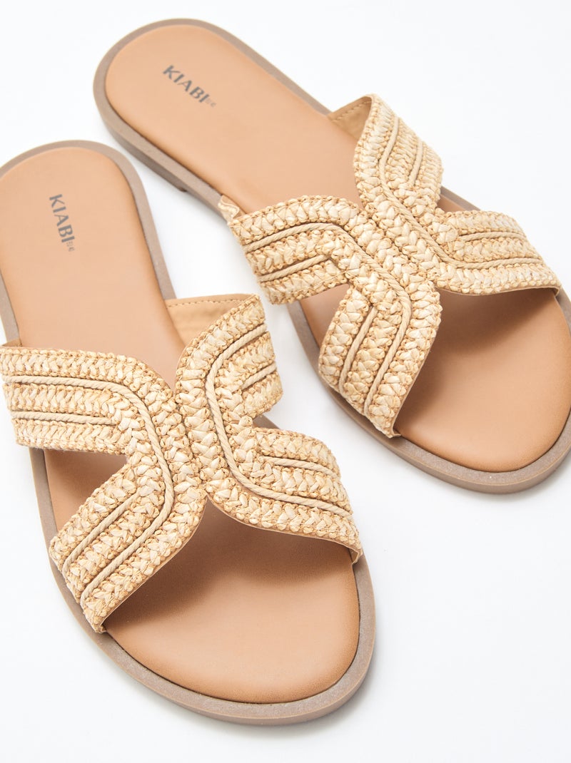 Paire de mules en brides de paille Beige - Kiabi